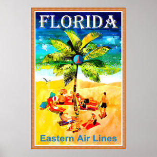 Poster Lignes de l'Est de Floride Nouveau Voyage dans l'É