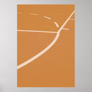 Poster Lignes de terrain de basket orange et blanc