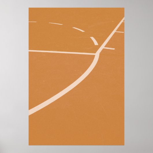 Poster Lignes de terrain de basket orange et blanc (Devant)