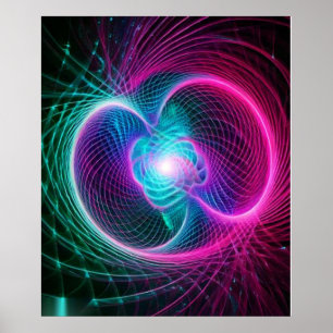 Poster Lignes de tourbillon fractales néon motif abstrait