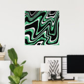 Poster Lignes de Verre Vert Noir Rétro Design moderne (Bureau à domicile)