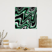 Poster Lignes de Verre Vert Noir Rétro Design moderne (Cuisine)