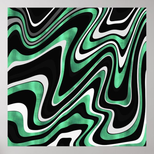 Poster Lignes de Verre Vert Noir Rétro Design moderne (Devant)