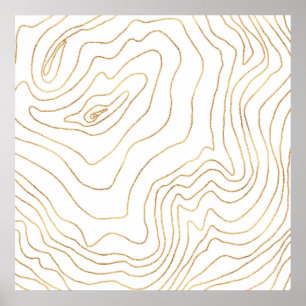 Poster Lignes d'or moderne Design minimaliste main dessin