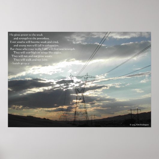 Poster Lignes électriques — Ésaïe 40:29-31 (Devant)