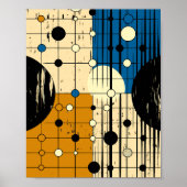 Poster Lignes et cercles sur des tons chauds et froids (Devant)