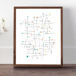 Poster Lignes Et Points Du Milieu Du Siècle Funky Rétro<br><div class="desc">Cette affiche moderne et amusante du milieu du siècle,  avec ses lignes et ses points,  est sûr d'ajouter un peu rétro fabuleux à votre mur!</div>