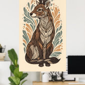 Poster lignes fluides et antilope décorative motif (Bureau à domicile)