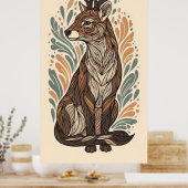 Poster lignes fluides et antilope décorative motif (Cuisine)