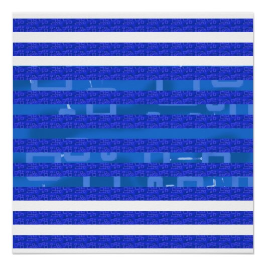Poster Lignes géométriques bleu blanc cool (Devant)