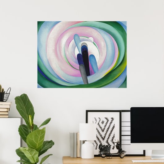 Poster Lignes grises avec noir, bleu et jaune | O'Keeffe  (Bureau à domicile)