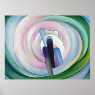 Poster Lignes grises avec noir, bleu et jaune   O'Keeffe 