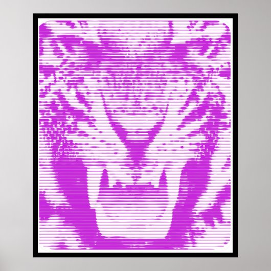 Poster Lignes horizontales du tigre pourpre en colère (Devant)