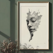 Poster Lignes Hypnotiques : Portrait De Visage Monochrome