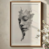 Poster Lignes Hypnotiques : Portrait De Visage Monochrome