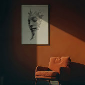 Poster Lignes Hypnotiques : Portrait De Visage Monochrome