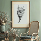 Poster Lignes Hypnotiques : Portrait De Visage Monochrome