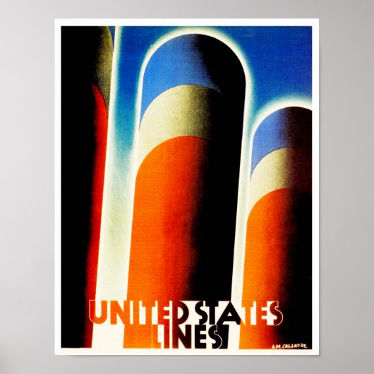 Poster Lignes maritimes des États-Unis (Devant)