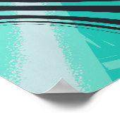 Poster Lignes noires courbes sur fond cyan (Coin)