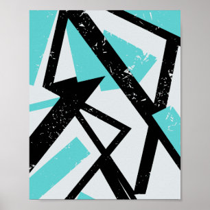 Poster Lignes noires géométriques Abstraites avec rectang