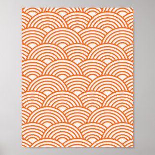 Poster Lignes orange des ondes Abstraites