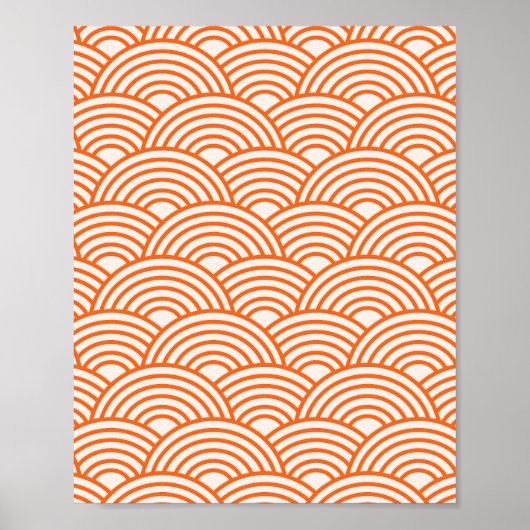 Poster Lignes orange des ondes Abstraites (Devant)