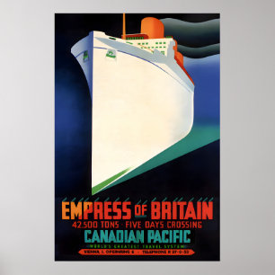 Poster Lignes PACIFIQUE CANADIEN Empress of Britain Nouve