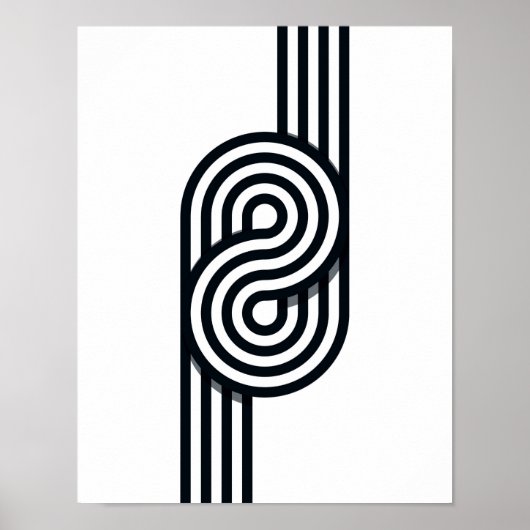 Poster Lignes parallèles Art Print - Ligne noire et blanc (Devant)