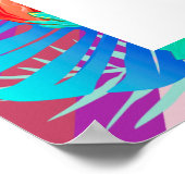 Poster Lignes Rétro Tropical Magenta Bienvenue à la Marié (Coin)