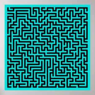 Poster Lignes turquoise de Maze noir