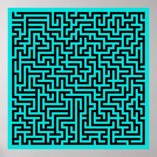 Poster Lignes turquoise de Maze noir (Devant)