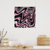 Poster Lignes Wavy Roses Noires Rétro Design moderne (Cuisine)