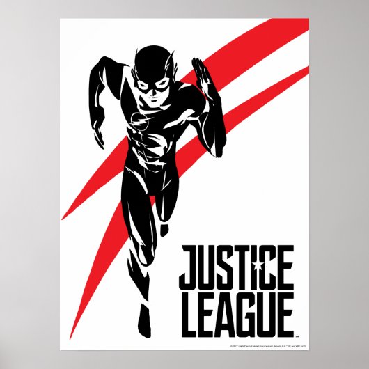 Poster Ligue de Justice | Flash Running Noir Pop Art (Devant)