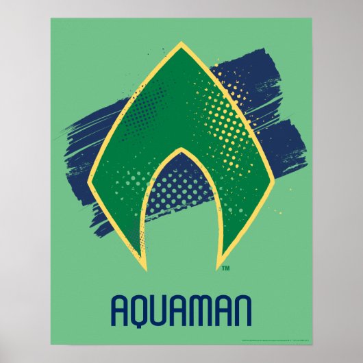 Poster Ligue de Justice | Symbole Aquaman à demi-teintes (Devant)
