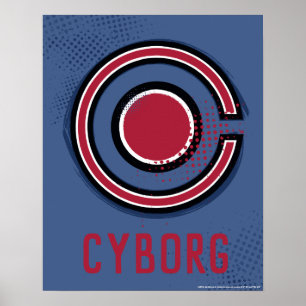 Poster Ligue de Justice   Symbole de cyborg brosse et dem