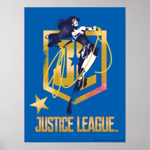 Poster Ligue de Justice Wonder Woman JL Logo Pop Art