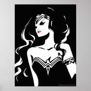 Poster Ligue de Justice   Wonder Woman Noir Pop Art