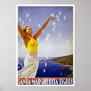 Poster Ligure père Noël Margherita avec marguerites