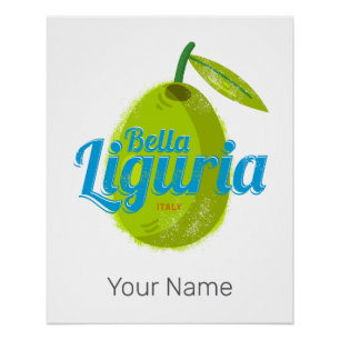 Poster Ligurie Rétro Olive Italie Souvenir de Vacances Vi
