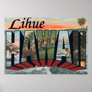 Poster Lihue, lettre ScenesLihue, HI de HawaiiLarge