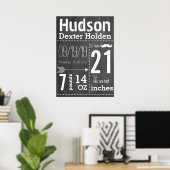 Poster Lil Man Mustache Chalkboard Garçon Baby Stat Flèch (Bureau à domicile)