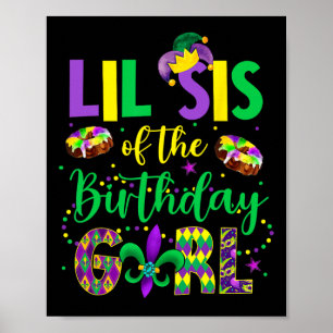 Poster Lil Sis De La Fille Anniversaire Chemise Mardi Gra