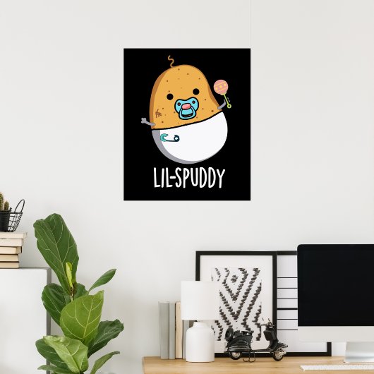 Poster Lil-spuddy Funny Potato Pun Dark BG (Bureau à domicile)