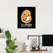 Poster Lil Spuddy Funny Potato Pun Dark BG (Bureau à domicile)