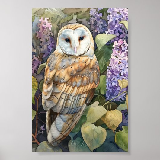 Poster Lilac Barn Owl Imprimer et télécharger (Devant)
