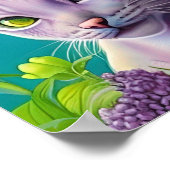 Poster Lilac Chat Siamese en fleurs Lilac sur Turquoise (Coin)