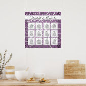 Poster Lilac Damask 12 Table Mariage Plan de siège Tablea (Cuisine)