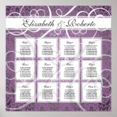 Poster Lilac Damask 12 Table Mariage Plan de siège Tablea (Devant)