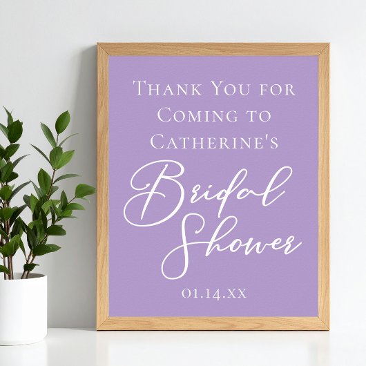 Poster Lilac Purple Bridal Shower Customized Welcome