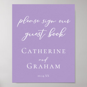 Poster Lilac Purple Mariage Signer Notre Invité Livre Pos